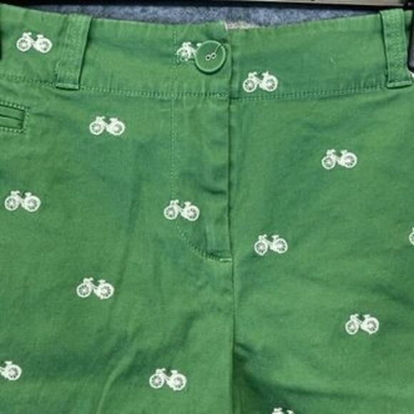 TALBOTS 10P Green Bicycle Embroidered Bermuda Shorts Cotton Stretch Petites - Picture 8 of 16